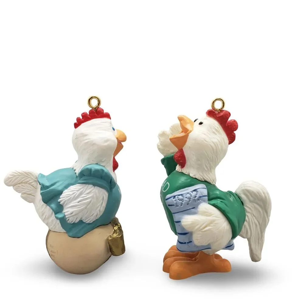 Hallmark Mom to Be / Dad to Be Christmas Ornaments - Set of 2 Hen & Rooster 1992